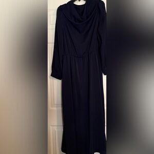 SHEIN Navy Long Sleeve Draped Maxi Dress